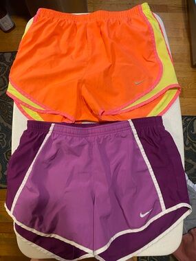 Nike Women’s Colorblock Athletic Shorts & Liner - Orange, Purple, Yellow